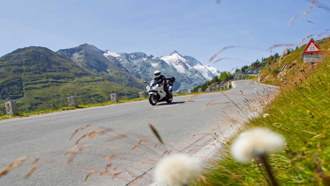 A biker on the Grossglockner High Alpine Road
